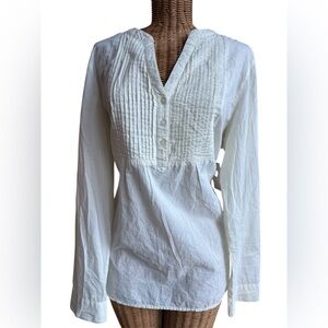 Gap Womens Cream Pleated Boho Peasant Hippie Blouse Cotton New With Tags Large